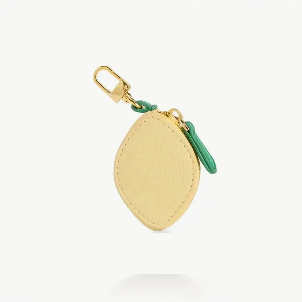 Lemon Purse Bag Charm Keychain Zippered Coin Pouch Airbuds AirTag NWT
